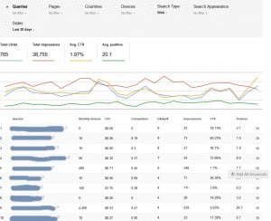 Google Search Console view